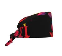 Cappello da lavoro/cuoco con stampa colorata a tema dichiarazione d'amore, per uomo e donna, per chirurgia e infermieristica, colore nero.