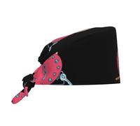 Cappello da lavoro/cuoco per pulizie con stampe a lucchetto d'amore per San Valentino, per uomo e donna, per chirurgia e infermieristica, colore nero.