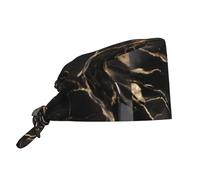 Cappello da lavoro/da chef con stampa marmo nera e oro, per uomo e donna, per chirurgia e infermieristica.