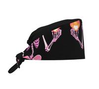 Cappello da lavoro per pulizie, cappello da chef stampato con la scritta "Lo scheletro che controlla il desiderio", per uomo e donna, regolabile, traspirante, nero.