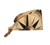 Cappello da lavoro per pulizie con bussola e stampe di mappe del mondo antico, cappello da chef per uomo e donna, regolabile, traspirante, nero
