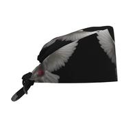 Cappello da lavoro per pulizie con immagine di colombe dalle ali spiegate, cappello da chef per uomo e donna, per chirurgia e infermieristica, nero