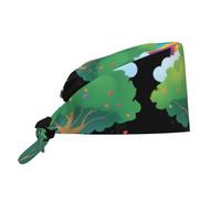 Cappello da lavoro per pulizie con stampa arcobaleno sotto l'albero, cappello da chef per uomo e donna, regolabile e traspirante.