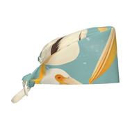 Cappello da lavoro per pulizie con stampa artistica di pellicani, cappello da chef per uomo e donna, regolabile, traspirante, nero