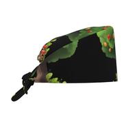 Cappello da lavoro per pulizie con stampa di funghi sotto l'albero da frutto, cappello da chef per uomo e donna, regolabile, traspirante, nero