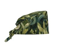 Cappello da lavoro per pulizie con stampa di piccoli pesci tra le alghe, cappello da chef per uomo e donna, regolabile, traspirante, nero