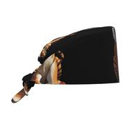 Cappello da lavoro per pulizie con stampa di tigre che mangia tacchino, cappello da chef per uomo e donna, per chirurgia e infermieristica, nero