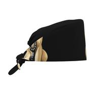 Cappello da lavoro per pulizie con stampa di un cucciolo e un telefono, elegante, per uomo e donna, regolabile, traspirante, nero.