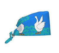 Cappello da lavoro per pulizie con stampa di un'oca bianca con le ali spiegate, cappello da chef per uomo e donna, regolabile e traspirante.
