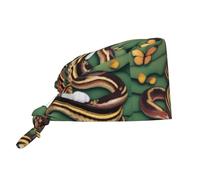Cappello da lavoro per pulizie con stampa "La storia del serpente e del gatto", cappello da chef per uomo e donna, regolabile e traspirante, nero.