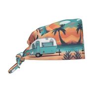 Cappello da lavoro per pulizie con stampe di roulotte e camper "You Make Me Happy", cappello da chef per uomo e donna, regolabile e traspirante, nero.