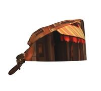 Cappello da lavoro per pulizie con stampe di strade antiche italiane, cappello da chef per uomo e donna, regolabile, traspirante, nero