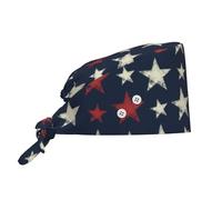 Cappello da Lavoro/Scrub con Stelle patriottiche e Fascia antisudore, Regolabile, alla Moda, con Laccetti Posteriori, per Uomo e Donna, Cappello da Chef