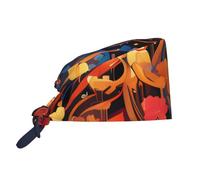 Cappello da lavoro traspirante con immagine di note musicali colorate, ideale per chef, infermieri, centri benessere, trattamenti viso e fitness, colore nero.