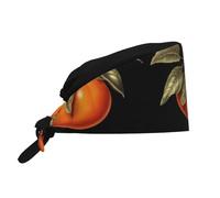 Cappello da lavoro traspirante con motivo a cachi dolci, trasparente e regolabile, comodo cappello da chef per uomo e donna, nero.