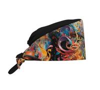 Cappello da lavoro traspirante con motivo "Sinfonia di colori", regolabile e comodo, per uomo e donna, colore nero.
