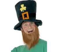 Cappello Da Leprechaun Accessorio Per Festa Di San Patrizio + Barba