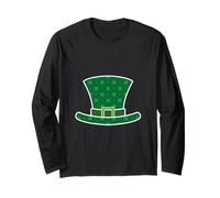 Cappello da Leprechaun Verde con Motivo Lucky Shamrock Maglia a Manica