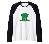Cappello da Leprechaun Verde con Motivo Lucky Shamrock Maglia con Maniche Raglan