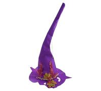 Cappello da mago colorato con decorazione floreale artificiale per cappello da strega Steeple creativo copricapo per feste cosplay Halloween strega nera uomo nero con velo Atelier moderno per donne