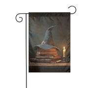 Cappello da mago su vecchio libro rilegato in pelle bandiera da giardino 30 x 45 cm verticale su entrambi i lati decorazione per casa colonica all'aperto bandiera da cortile