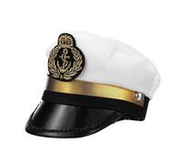 Cappello da marinaio per animali domestici - Caaptain Haaat - Drress Up Headddress Photo - Bianco Capitano Cosplay Hhat con cordino regolabile - Dress Up Headdress Photo Props - Cat Puppy Navy