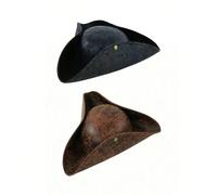 Cappello da marinaio/pirata in pelle marrone unisex, cappello triangolare da capitano, accessorio di moda per costume, festa in maschera, cosplay, cappello da pirata, bandana da pirata, benda per occh