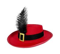 Cappello da moschettiere, accessorio storico per travestimenti, cappello da pirata caraibico per costume con dettaglio di piume, copricapo regolabile per feste, teatro, cosplay, eventi di Halloween