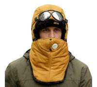 Cappello da neve - Passamontagna termico antivento - cappello invernale in caldo cotone con occhiali - struttura estesa per il collo, per moto, snowboard, escursionismo, sport, Giallo