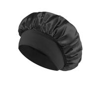 Cappello da notte a tesa larga solido Fascia elastica Berretto unisex Cofano largo da notte for cappello Capelli Cura del viso Prodotto da bagno(Black)