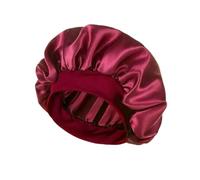 Cappello da notte in raso donna a tesa larga con fascia elastica morbida Cura dei capelli Cofano in seta Anti-crespo for la cura di bellezza per Home(Wine red)