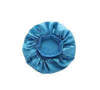 Cappello da notte in raso solido a tesa larga donna, avvolgente for la testa, con fascia elastica, for cura dei capelli, cappello per Home(Blue)