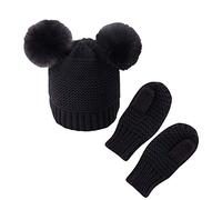 Cappello da notte per capelli lunghi a due pezzi per ragazze e ragazzi con guanti da baseball Caps Berretti da sci, Le Noir, Taglia unica