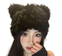 Cappello da panda in peluche finto con orecchie e orecchie da orso carino divertente cappello da adulto