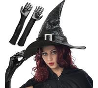 Cappello da per adulto, cappello da di Halloween per donna, Costume da mago per cappelli cosplay, Cappello da mago per foto, cappelli neri da festa, cappello a punta con guanti lunghi per donne e raga