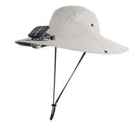 Cappello da pesca a energia solare da uomo, ad asciugatura rapida, cappello a tesa larga pescatore campeggio all'aperto escursionismo essenziale ad energia solare raffreddamento per esterni, Grigio
