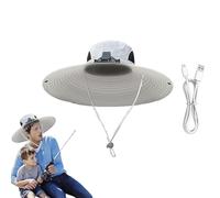 Cappello da pesca a tesa larga,Cappelli da sole per uomini,Cappello da pescatore da spiaggia con ventilatore | Cappello da sole all'aperto con ventilatore solare a tesa larga, ricarica solare e USB