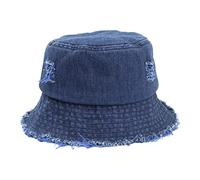 Cappello da pesca Aldult cappelli da pescatore Jean lavato denim foro adolescenti donne sfilacciato strappato vintage pescatore cappello ripiegabile all'aperto cappelli da sole piccolo cappello, Blu,