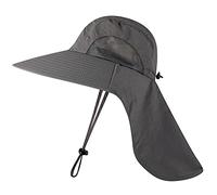 Cappello da Pesca Cappello da Sole Pesca UV Protezione Solare Proteggere Il Cappuccio Largo Tappo a Bordo per Ombreggiatura Esterna(Dark Gray)