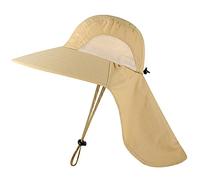 Cappello da Pesca Cappello da Sole Pesca UV Protezione Solare Proteggere Il Cappuccio Largo Tappo a Bordo per Ombreggiatura Esterna(Khak)