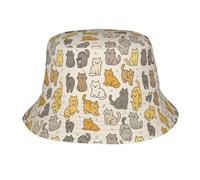Cappello da Pesca Cat Kitten Cute Animals Cappello Bob Protezione UV Pieghevole Cappelli Pesca per Shopping Campeggio Uomo Cappellino Pescatore