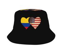 Cappello da Pesca Colombia Flag And American Flag Pieghevole Bucket Hat Portatile Cappello Boonie per Viaggio Escursionismo Safari
