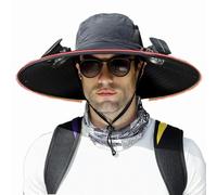 Cappello da Pesca con Ventola Solare a Tesa Larga per Esterni, con Ricarica USB e Solare, Cappello da Pesca con Ventola, Cappello con Ventola Solare UPF50+