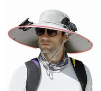 Cappello da Pesca con Ventola Solare a Tesa Larga per Esterni, con Ricarica USB e Solare, Cappello da Pesca con Ventola, Cappello con Ventola Solare UPF50+