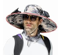 Cappello da Pesca con Ventola Solare a Tesa Larga per Esterni, con Ricarica USB e Solare, Cappello da Pesca con Ventola, Cappello con Ventola Solare UPF50+