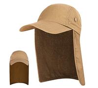 Cappello da pesca da uomo UPF 50 a tesa larga con patta per il collo, in cotone traspirante, per campeggio, escursionismo, cachi