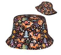 Cappello da Pesca Fox Flowers Tree Unisex Cappello da Secchio Pieghevole Bucket Hat per Uomo Donna Sport