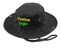 Cappello da pesca personalizzato Cappello di protezione solare a tesa larga con cappello Safari traspirante Cappello da pescatore Cappello da trekking Cappelli Boonie per uomo, Nero , M-3XL