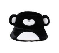 Cappello da pescatore a forma di orso dei cartoni animati per attività all'aperto non deformabile morbido ispessito caldo peluche cappello da pescatore per l'inverno uso quotidiano peluche tappi orso