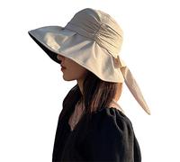 Cappello da pescatore a tesa larga da donna, pieghevole, a tesa larga, Beige, Taglia unica